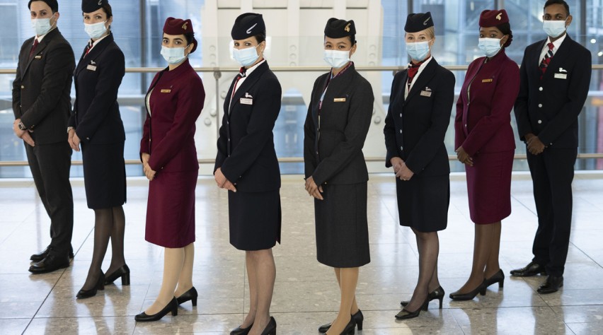 British Airways Qatar Airways crew