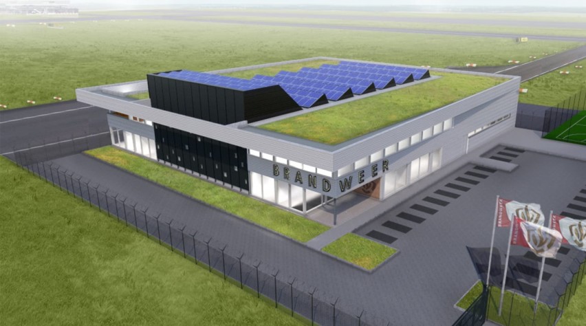 Foto (c) Moens en Van Oosten Architecten Rotterdam The Hague Airport brandweer