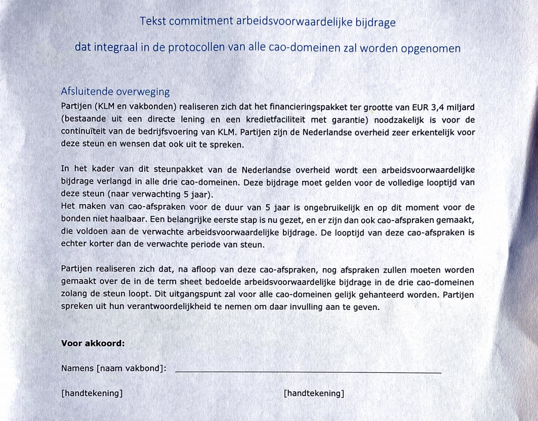 KLM Commitment Clausule
