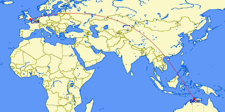 Qantas Darwin - Londen Heathrow